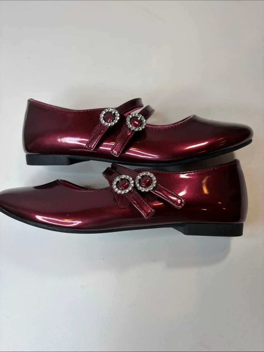 Cupcakes and Cashmere Kids Girls Metallic Burgundy Mary Jane Flats Size 3